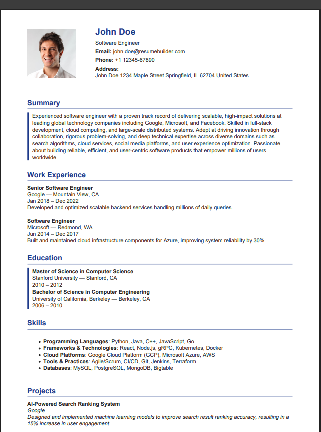 CV Sample 1